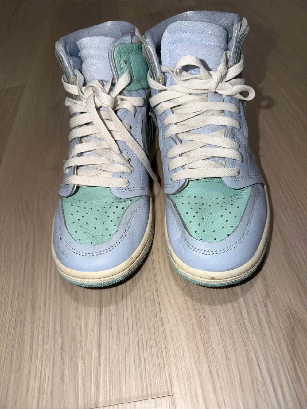 Kids Light Blue and Mint High-Top Sneakers